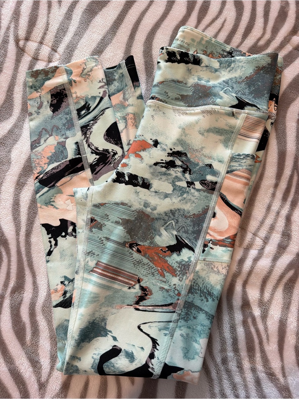Women’s Under Armour Abstract Print Leggings - Mint, Coral, Black